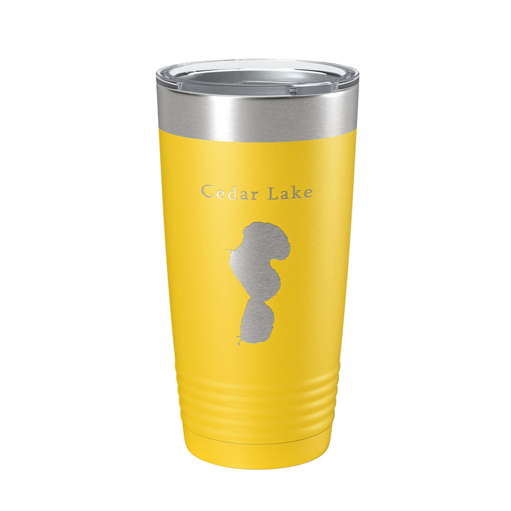 Cedar Lake Map Tumbler Travel Mug Insulated Laser Engraved Coffee Cup Indiana 20 oz