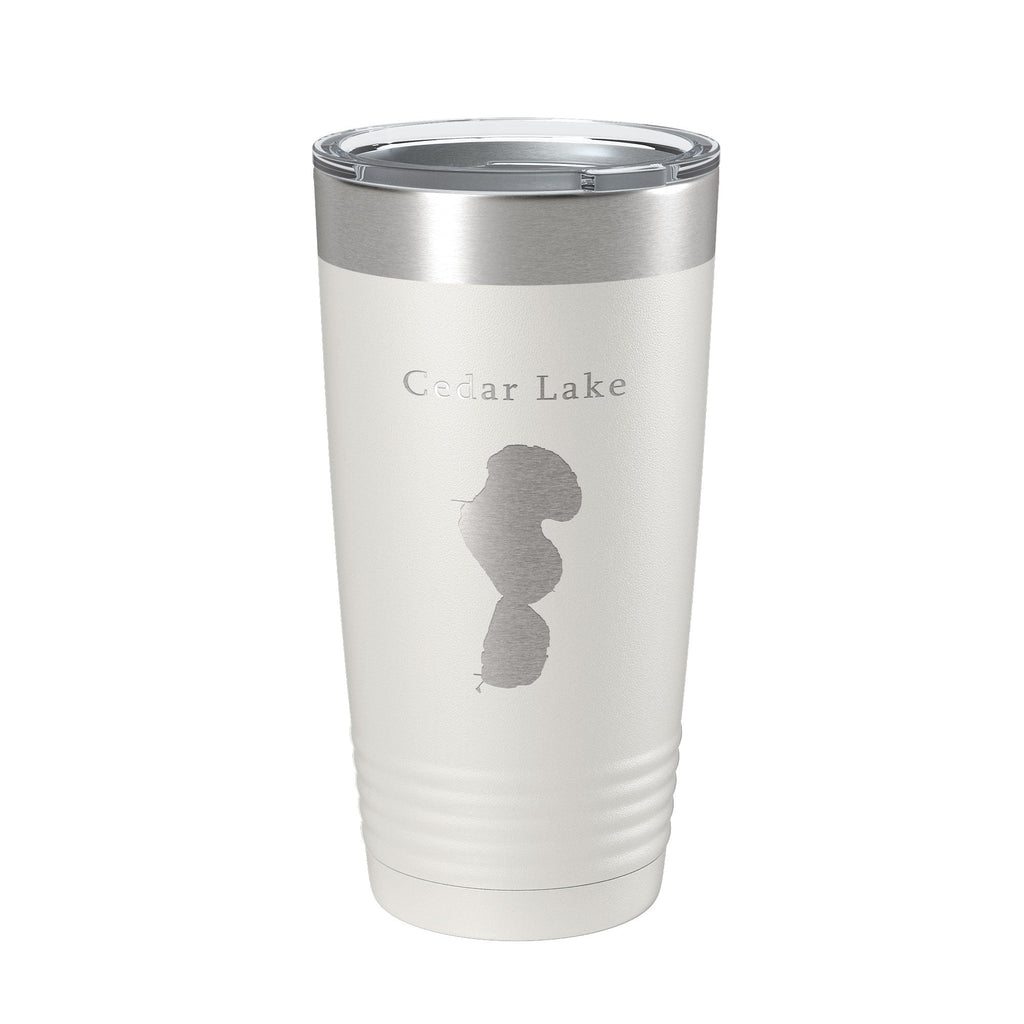 Cedar Lake Map Tumbler Travel Mug Insulated Laser Engraved Coffee Cup Indiana 20 oz